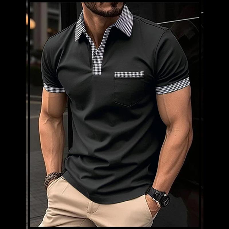 2023 летняя новая мужская повседневная рубашка-поло с короткими рукавами, офисная модная футболка с лацканами, мужская дышащая рубашка-поло, мужская одежда