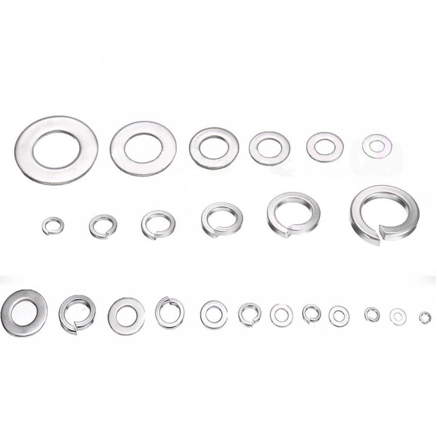 350pc/set Box of Flat & Spring Washer Assortment Stainless Steel Split Nuts Bolt