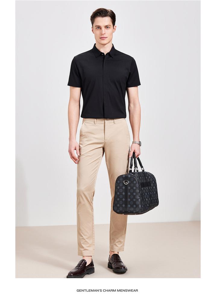 [Light luxury and simplicity] Summer Short-Sleeved Shirt with Mulberry Silk for Men