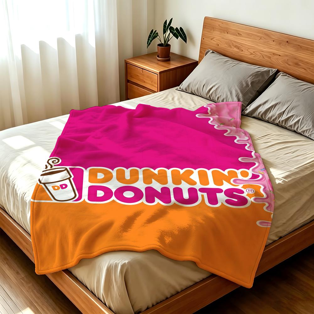 Плед D-Dunkin' D-Donuts, высокоплотный, короткий плюш, мягкий, приятный для кожи, для дивана, для сна, для комнаты с кондиционером