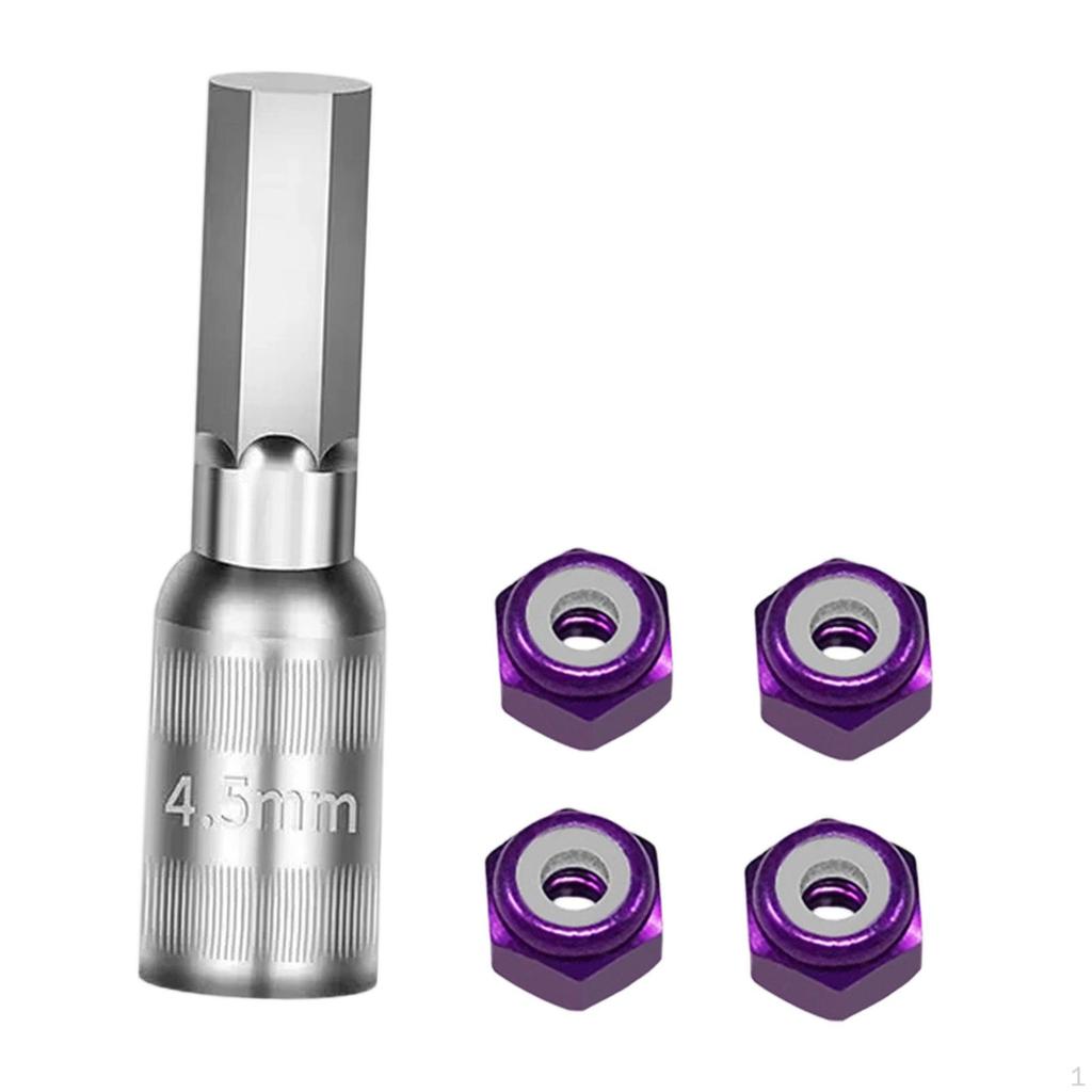 4 Pieces 1/30 Wheel Nuts RC Car Accessories Easy Installation for Crawler Nut Tool