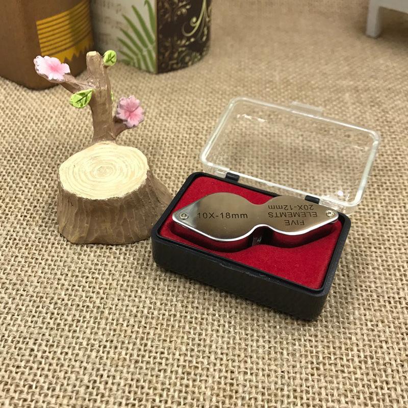 Twin Lens 10X 20X Jewelry Magnifiers Pocket Magnifying Glass Folding Loupe Tool for Diamond Gems Stones Stamps Coins Watches