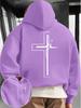 New autumn and winter men's and women's hooded sweatshirt with pockets, cross pattern print, comfortable and soft fabric