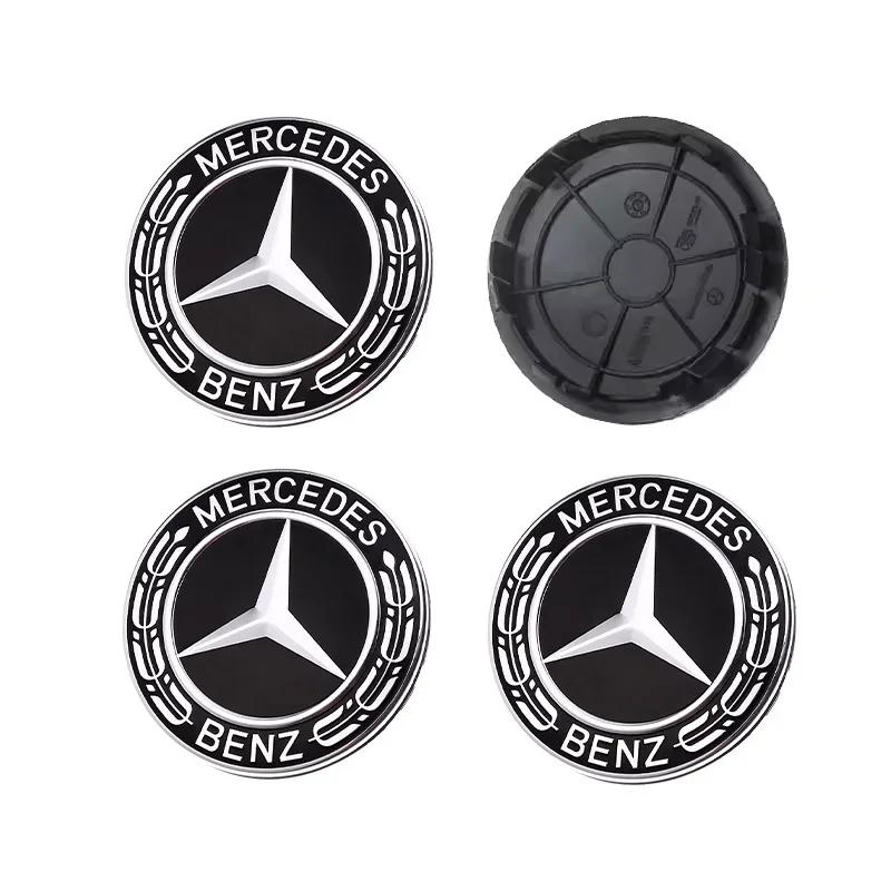 XCCWN1 For Mercedes Benz 4pcs 75mm For Mercedes Benz Car Wheel Center Cap Rim Hub Caps Emblem W202 W220 W213 W210 W164 E200 E260 E300