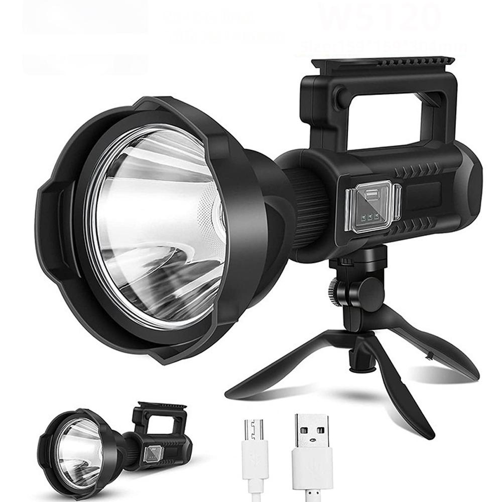 Портативный уличный светодиодный перезаряжаемый прожектор с ручным держателем, мощный водонепроницаемый USB мощный прожектор