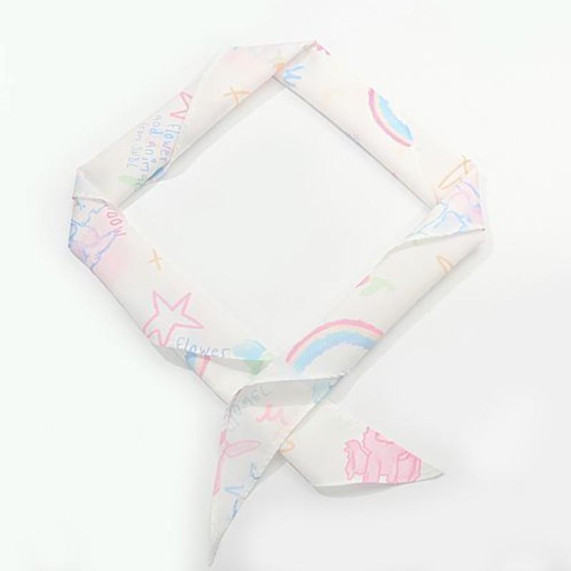 Rainbow Headscarf Dopamine Girls Wear Scarf Aesthetic Accessories Triangular Headscarf Graffiti Printed Scarves Sweet Cool Scarf