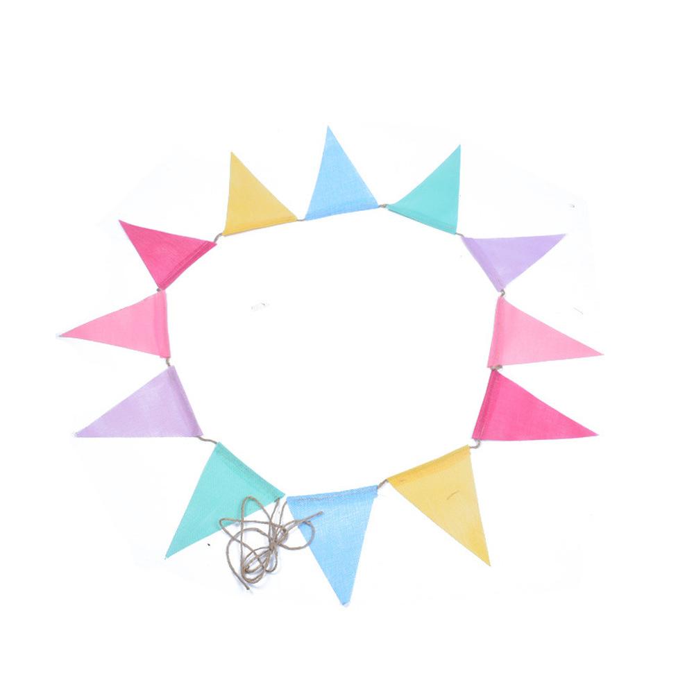 4M Colorful Jute Linen Flags Pennant Birthday Bunting Banners Wall Hanging Wedding Hanging Banner Party Garland for Home Decor