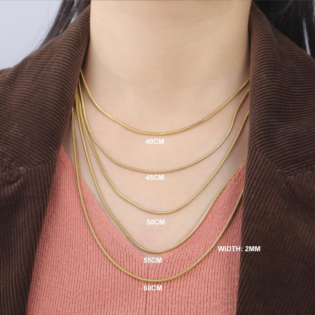 Skyrim – collier chaîne serpent ronde en acier inoxydable, couleur or, pour femmes et hommes,