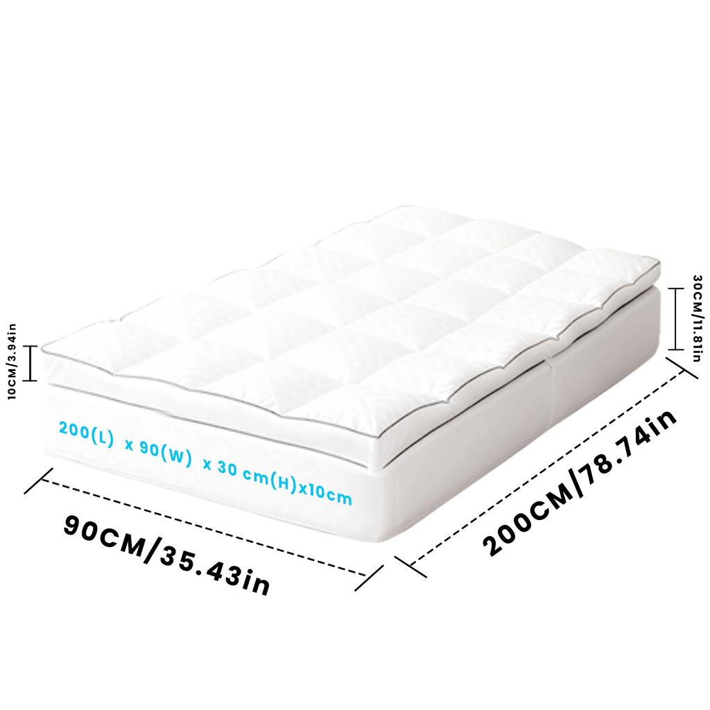 Double Mattress Topper 4 Inch/10cm Quilted, Hypoallergenic Thick Breathable Mattress Topper with Elastic Anchor Corner Straps