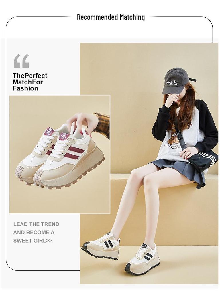 Korean Style Women's 2025 Spring Forrest Gump Shoes - Thick-Soled, Height-Increasing Casual Running Shoes HL871-1
