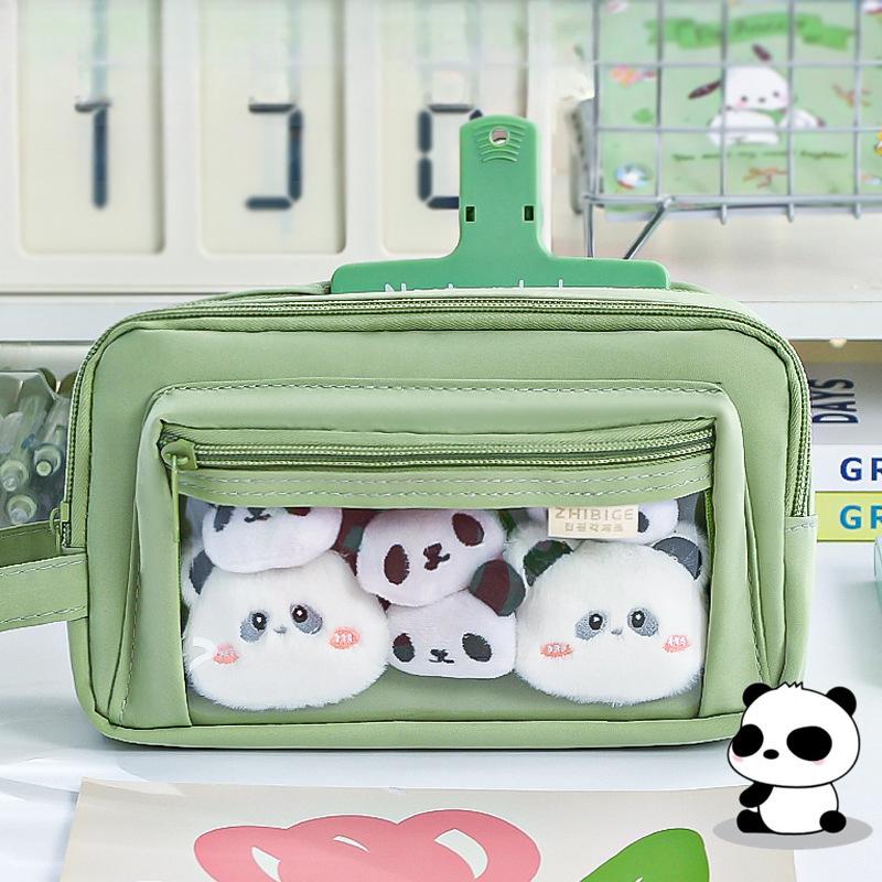 Прозрачный школьный пенал, милый, конфетного цвета, простой, канцелярский органайзер для детей, большая вместимость, сумка для хранения школьных принадлежностей