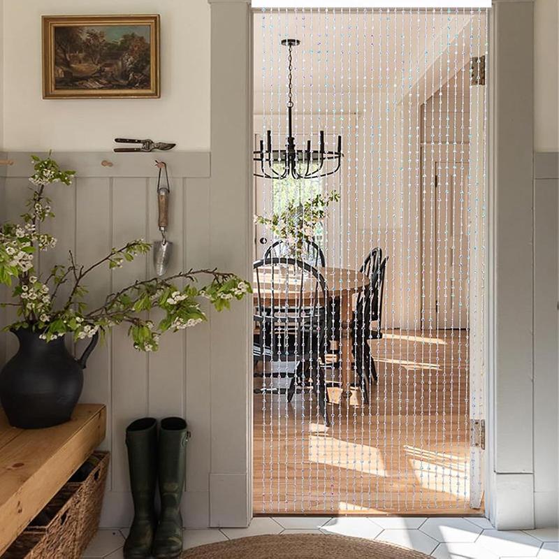 WTEMPO Блестящие Звезды Бисерная Занавеска Имитация Кристалла Дверные Бусины Занавески Подвесные Дверные Нитяные Занавески Идеально для Двери и Окна Гостиной Свадьбы