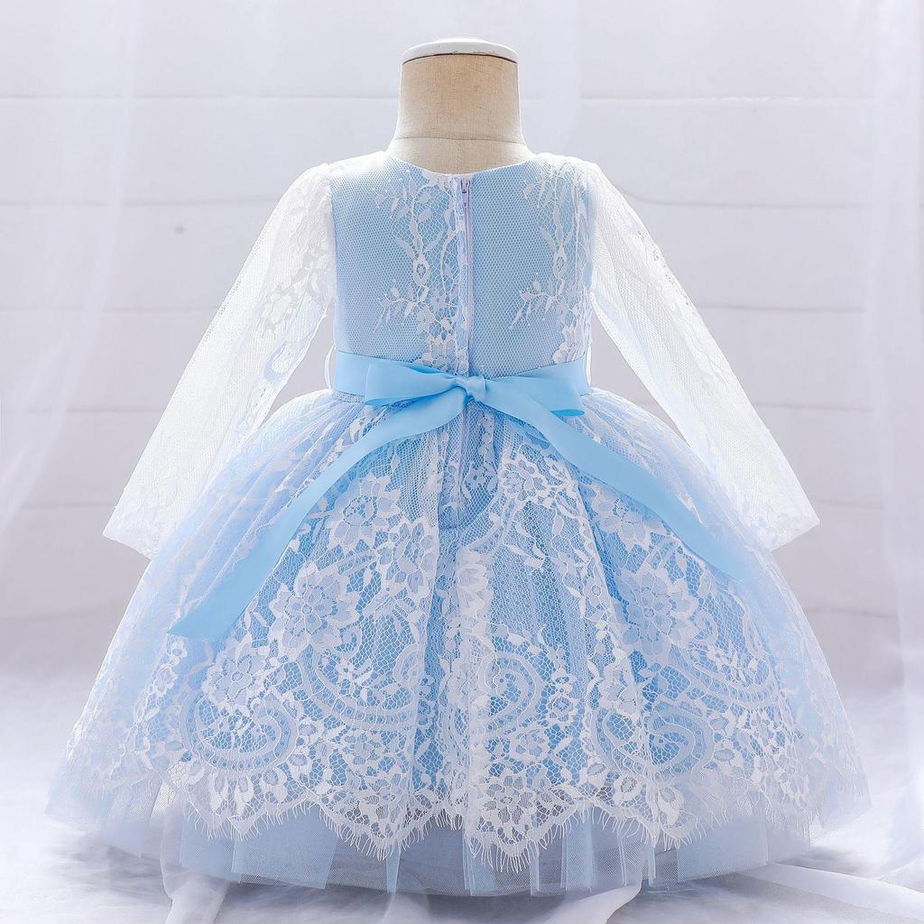 Платье подружки невесты с большим бантом для девочек на крестины 1 года, платье принцессы на день рождения, костюм, вечернее свадебное платье с короткими рукавами