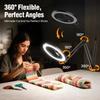 LED Selfie Ring Light Phone Stand With Folding Arm Circle Fill Light Dimmable Photography RingLight For Video YouTobe Streaming