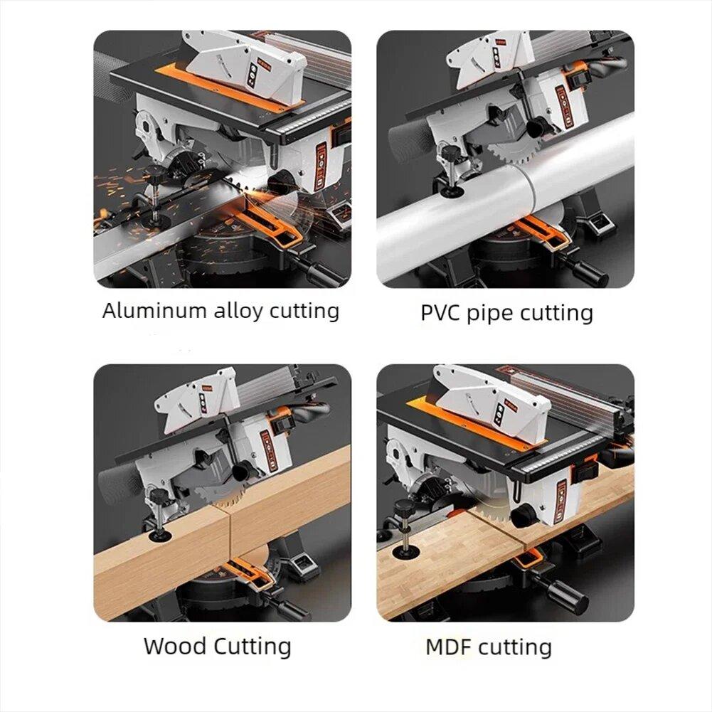 Электрическая торцовочная пила 1500 Вт 220 В 10 дюймов Пила для резки под углом 45 градусов Высокомощный деревообрабатывающий станок Алюминиевая пила