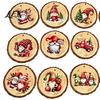 Natural Log Hanging Decor 12/24/36Pcs Christmas Gnome Wooden Ornaments, Round Wood Slice Decorations, Santa Texture Ornaments Print Designs