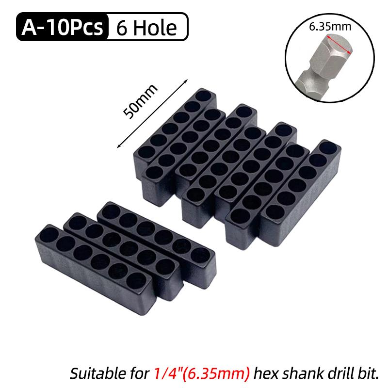 Набор 10 шт. 6/8/10/12/15 отверстий 6,35 мм/4 мм шестигранный хвостовик держатель бит для отвертки пластиковый органайзер для хранения головок сверл ручные инструменты аксессуары