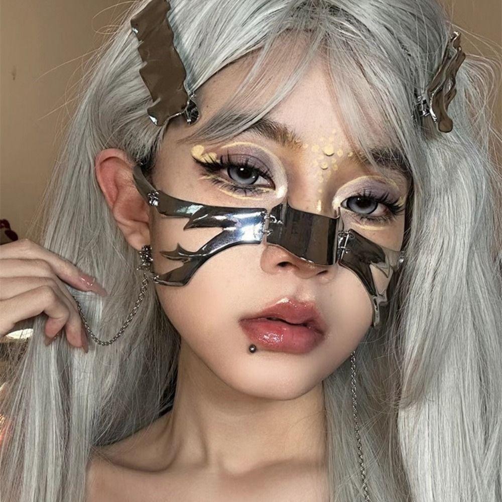 Маска Косплей Готическая Маска Нос Механическая Неправильная Металлическая Лицо Ношение Праздничная Вечеринка Декор
