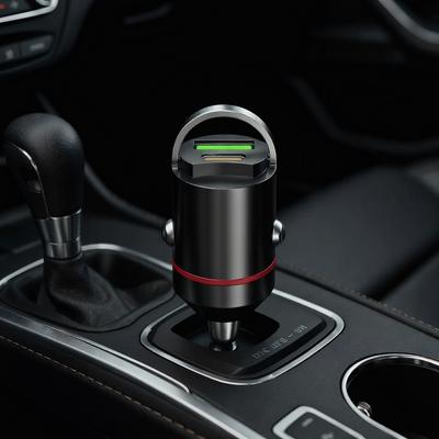 Компактное автомобильное зарядное устройство с двумя портами: 30 Вт PD/QC3.0 для iPhone, Samsung, Xiaomi - Быстрая зарядка USB-C и USB-A в автомобиле