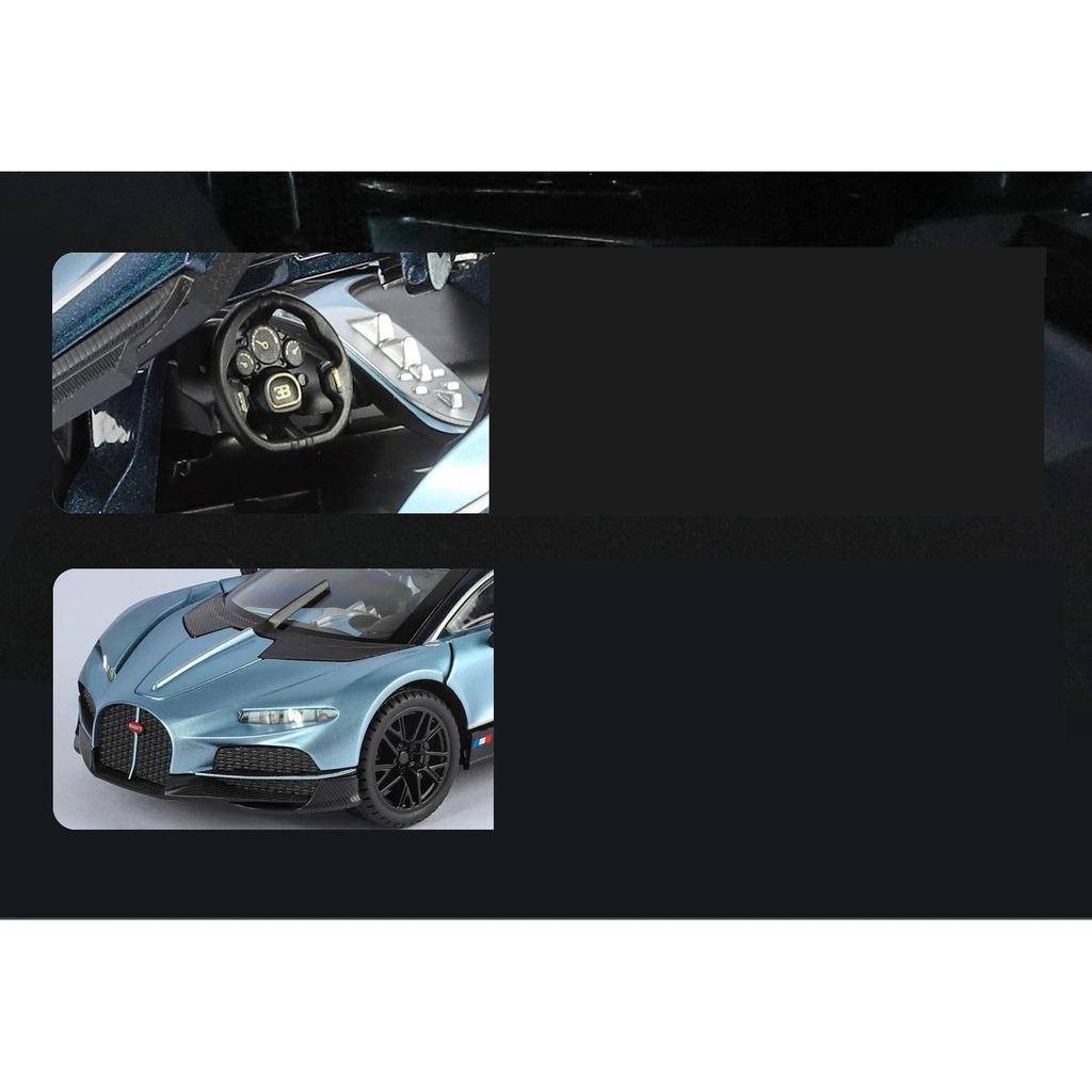 1/24 Bugatti Tourbillon Суперкар Металлическая Модель Автомобиля Со Звуком и Светом Оттяжка Детская Игрушка Коллекционные Предметы Подарок на День Рождения