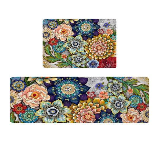 2 шт. кухонные ковры яркие цвета с цветочным принтом износостойкие нескользящие легко чистящиеся противообрастающие коврики дверные коврики