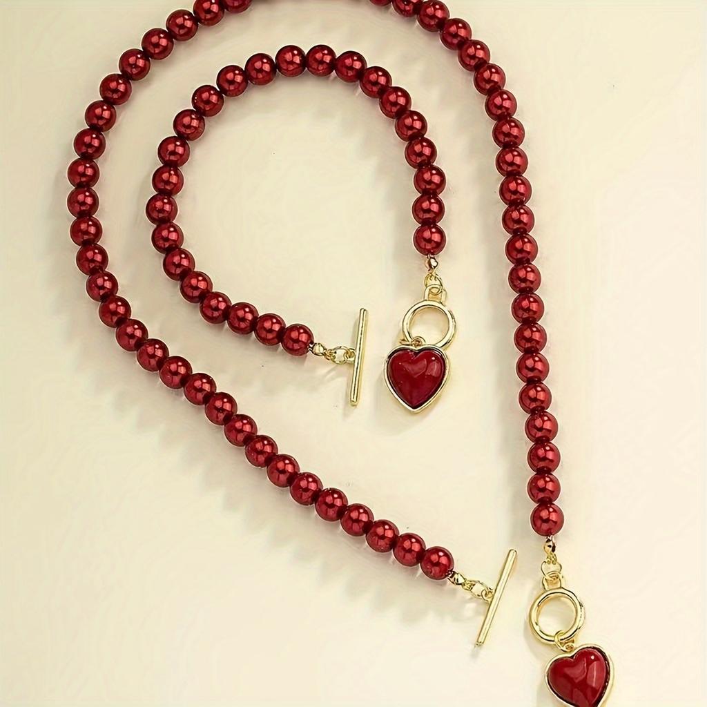 Роскошный набор «Сердце» Акриловый набор «Сердце» Ожерелье Браслет Стильный и Элегантный Шарм