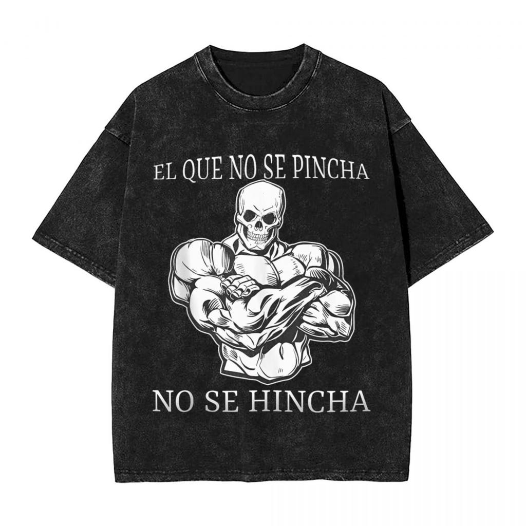 Calacas Chidas Gym Fitness Con Frases Sarcasticas Стираная футболка Мужская Женская Винтажные футболки Топы Повседневная Унисекс
