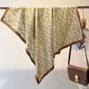 Women'S Spring And Autumn New Cotton Linen Flower Letter Cotton Linen Herringbone Silk Scarf Square Scarf Professional Scarf Scarf