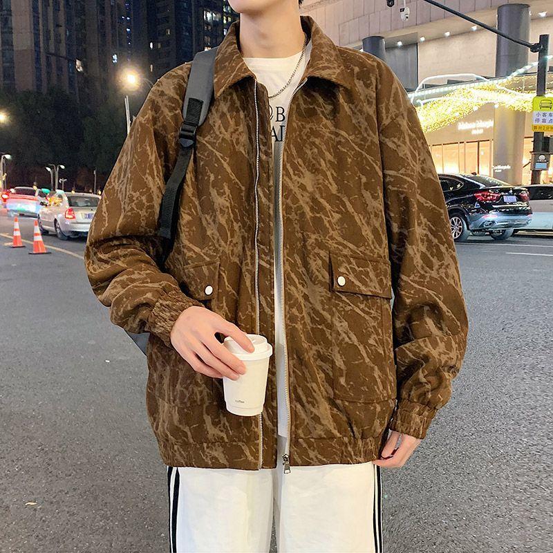 Рабочая куртка мужская весенне-осенняя ветрозащитная модная ретро в стиле Гонконга свободного большого размера повседневный топ вельветовая