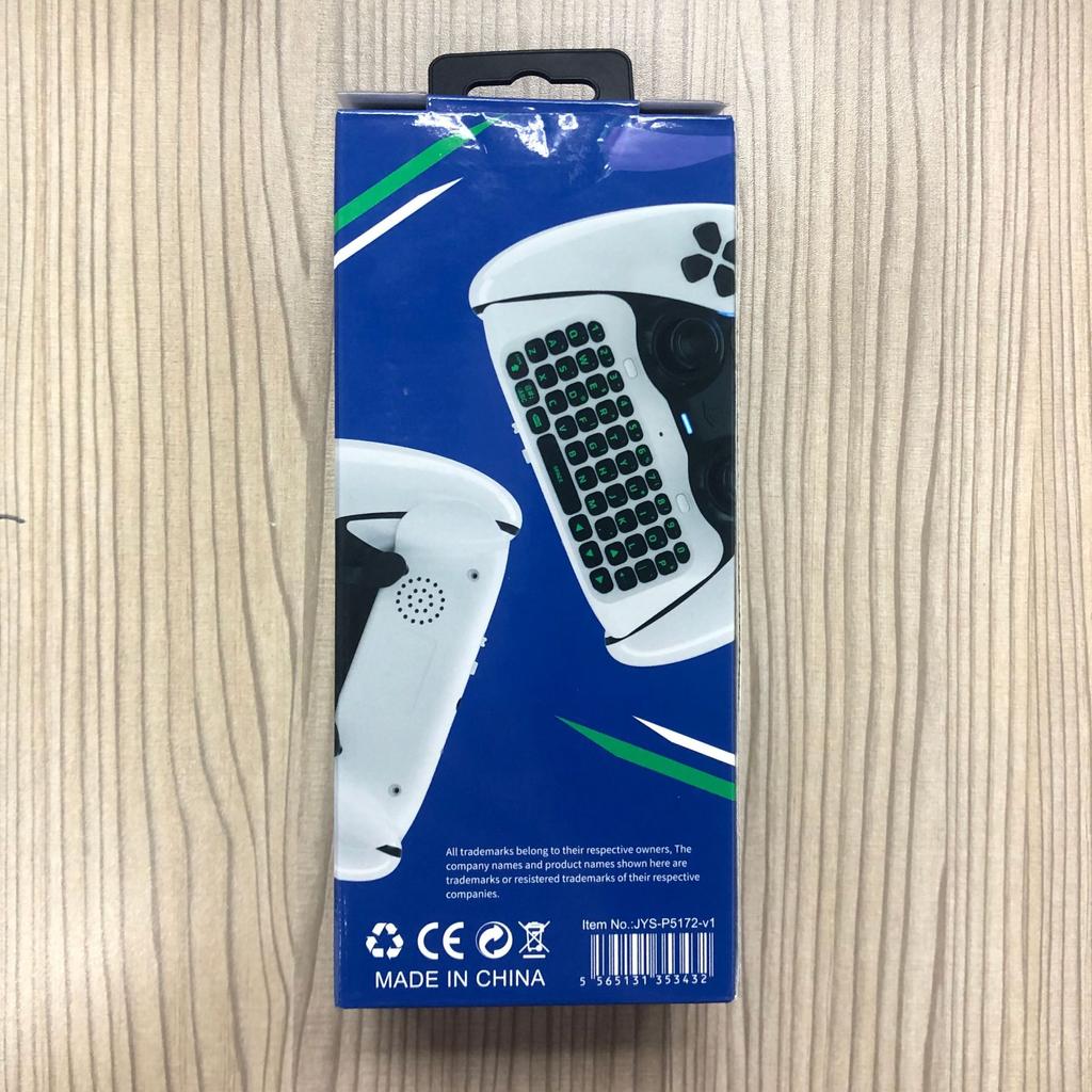 Keyboard for PS5 Edge Controller with Green Backlight, Bluetooth 3.0 Mini Portable Message Keypad Chatpad, Built-in Speaker & 3.5mm Audio Jack