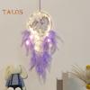 Dinosaur Dream Catcher Ornament Kids Faux LED Light Feather Dream Catcher Handmade Home Decor Birthday