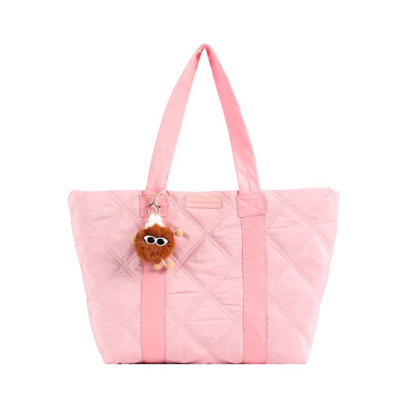 Стеганая сумка-тоут из космического хлопка женская 2024 новая на плечо ручная осенне-зимняя для работы большая сумка ромбовидная стежка хлопковая сумка женская сумка тренд