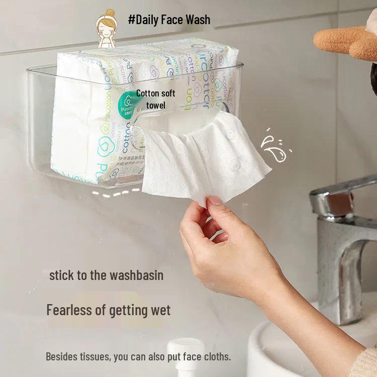 Японский акриловый настенный ящик для хранения салфеток и полотенец: Прозрачный настенный держатель для салфеток для ванной без сверления