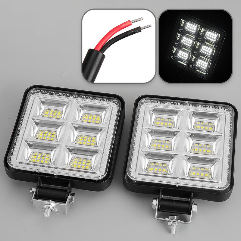 2pcs Cars Truck Off Road SUVs Vans Square 4-Inch White LED Work Light Pods Flood Spot Lamp