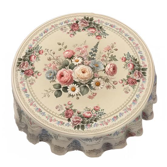 Мексиканская скатерть с цветочным принтом, круглая, с фестончатым краем, красочная скатерть с узором в стиле народного искусства для дома, фермерского дома, обеденного стола