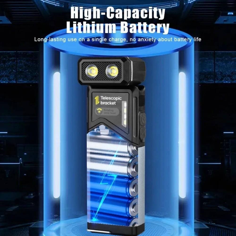 Светодиодный рабочий фонарь с LED-дисплеем, перезаряжаемый через USB, 180° вращающийся, телескопический фонарь, телескопическая конструкция с магнитом на хвосте