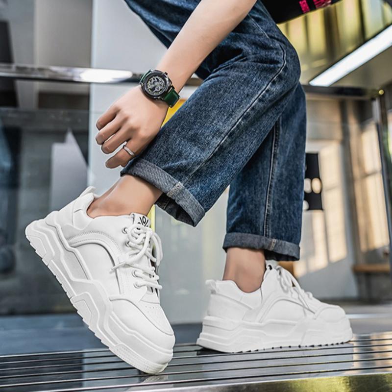 Модные мужские студенческие универсальные кроссовки тренд шнуровка мягкая кожа повседневная обувь для улицы шнуровка платформа вулканизированная обувь Zapatos Hombre