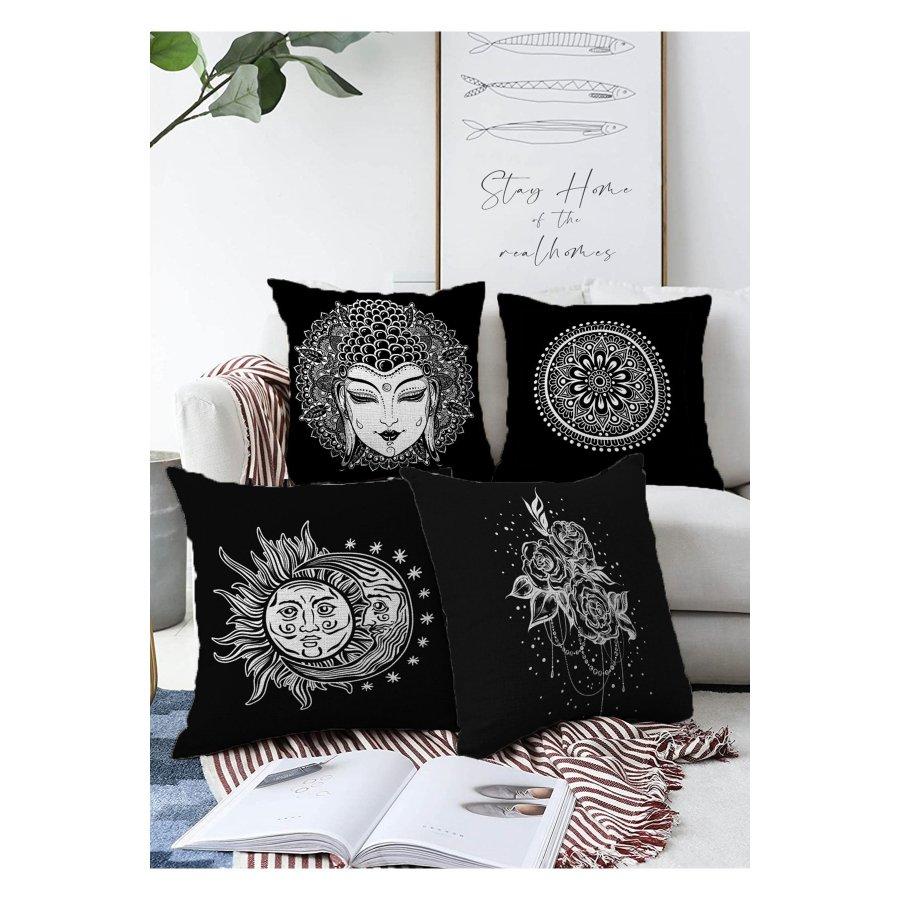 Набор из 4 двухсторонних чехлов для подушек с цифровой печатью