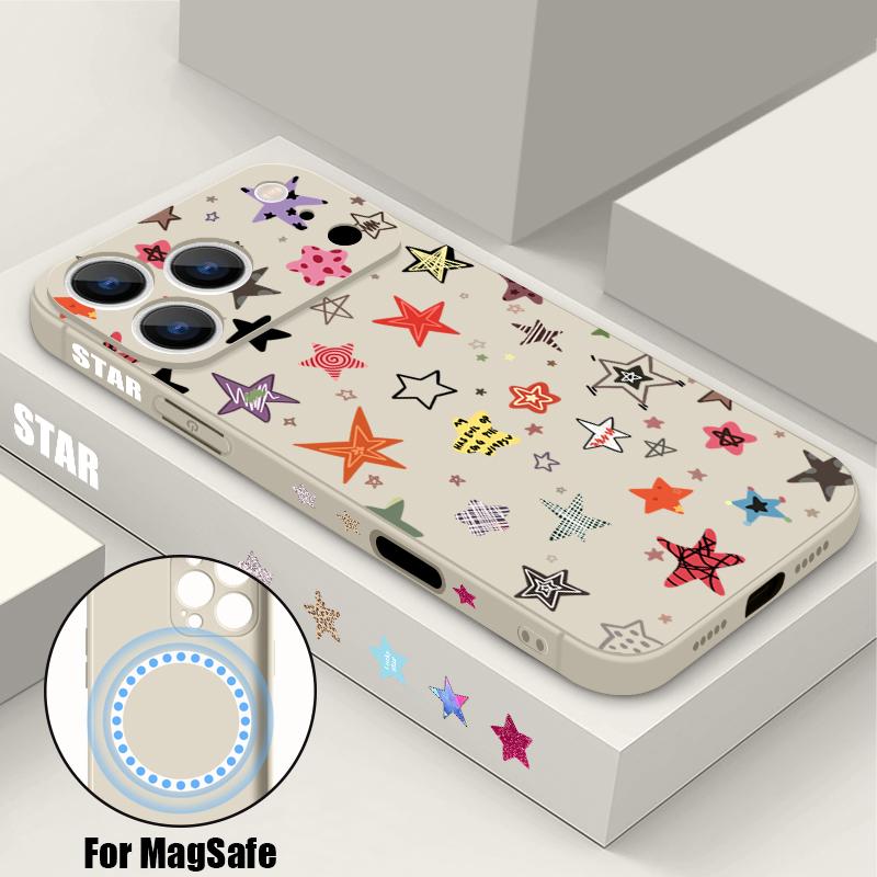 Магнитный чехол для Magsafe для iPhone 17 Pro Max, цветной, с принтом звезд и полос, из мягкого силикона, задняя крышка для телефона для iPhone 16 15 14 13 Pro Max 16e 17e