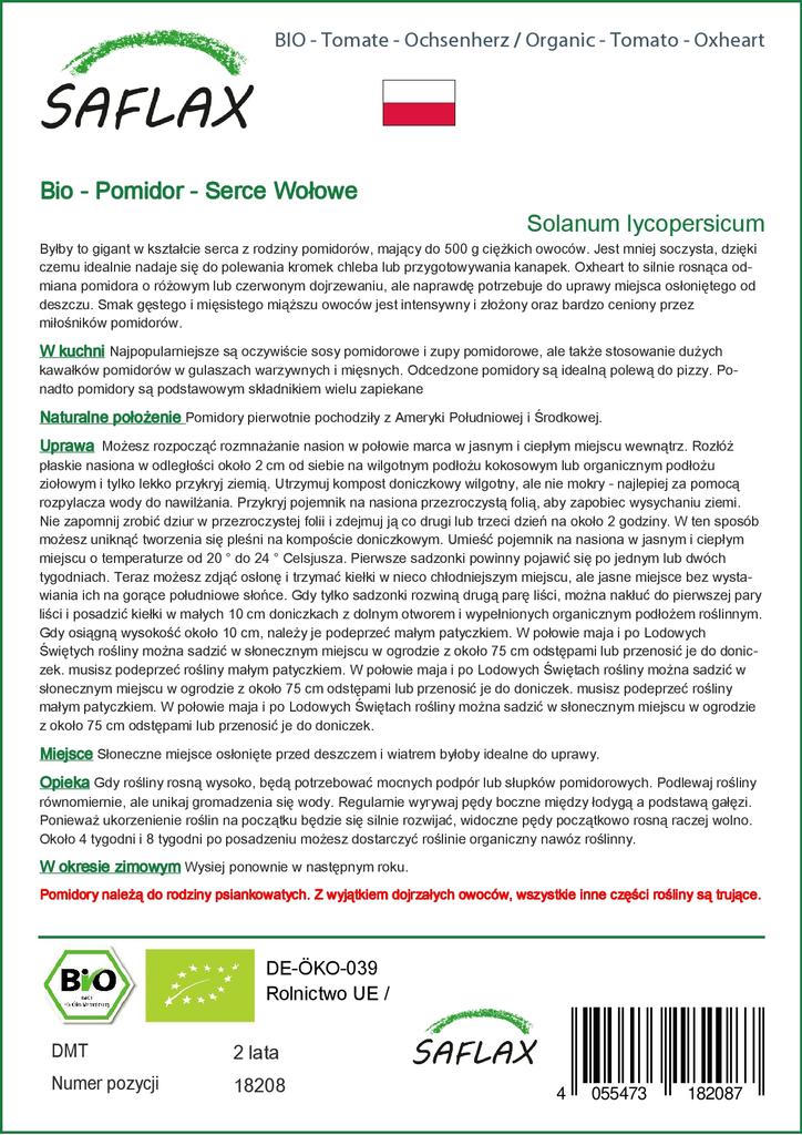 SAFLAX Organic - Tomato - Oxheart - 10 Seeds - Solanum Lycopersicum