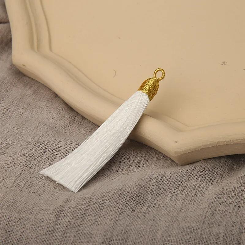 5pcs Beautiful Colorful Tassels 8cm Polyester Thread Tassels Gold Color Top Ornament Bookmark Folding Fan Accessories