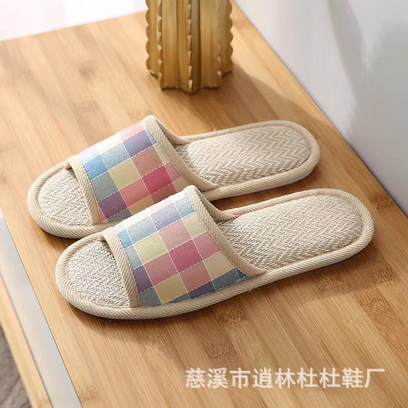 Льняные тапочки женские весенне-осенние на четыре сезона домашние хлопково-льняные домашние нескользящие летние мужские для пары