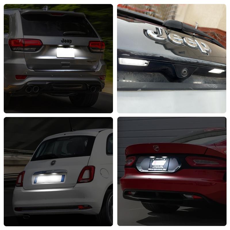 2Pcs For Jeep Grand Cherokee Compass Patriot Maserati Levante Fiat 500 Dodge Viper White LED Number License Plate Light License Plate Lights 2
