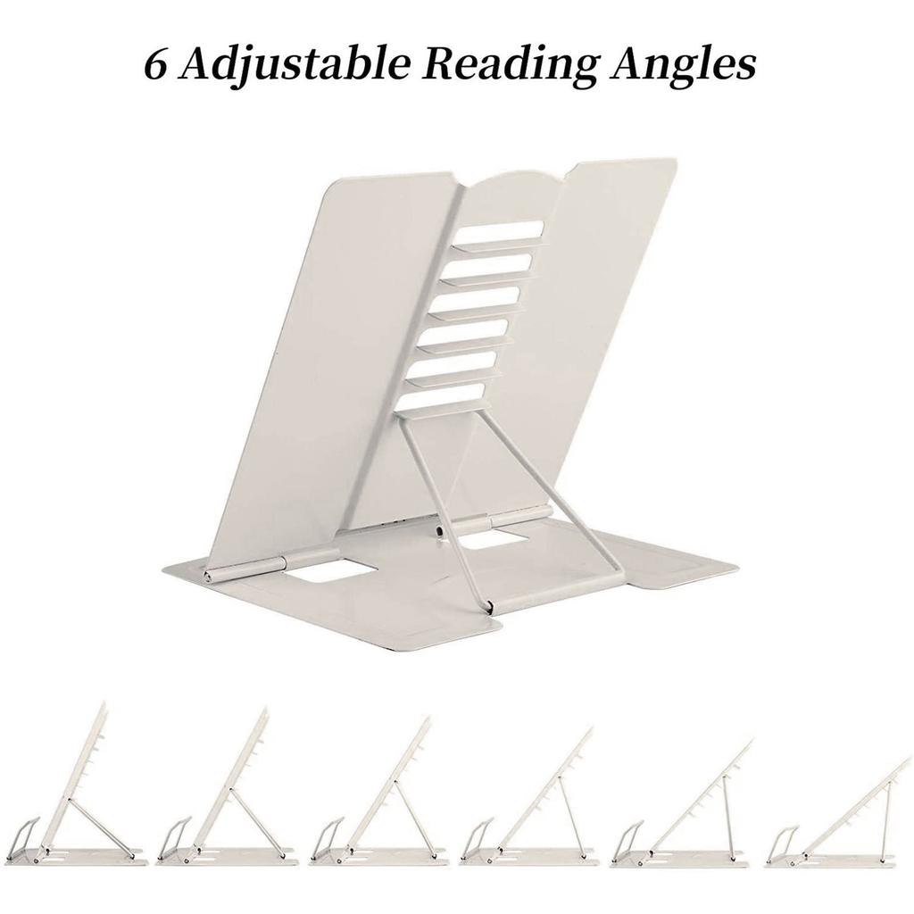 Desk Book Stand Metal Reading Rest Book Holder  Cookbook Documents Holder With Page Clips