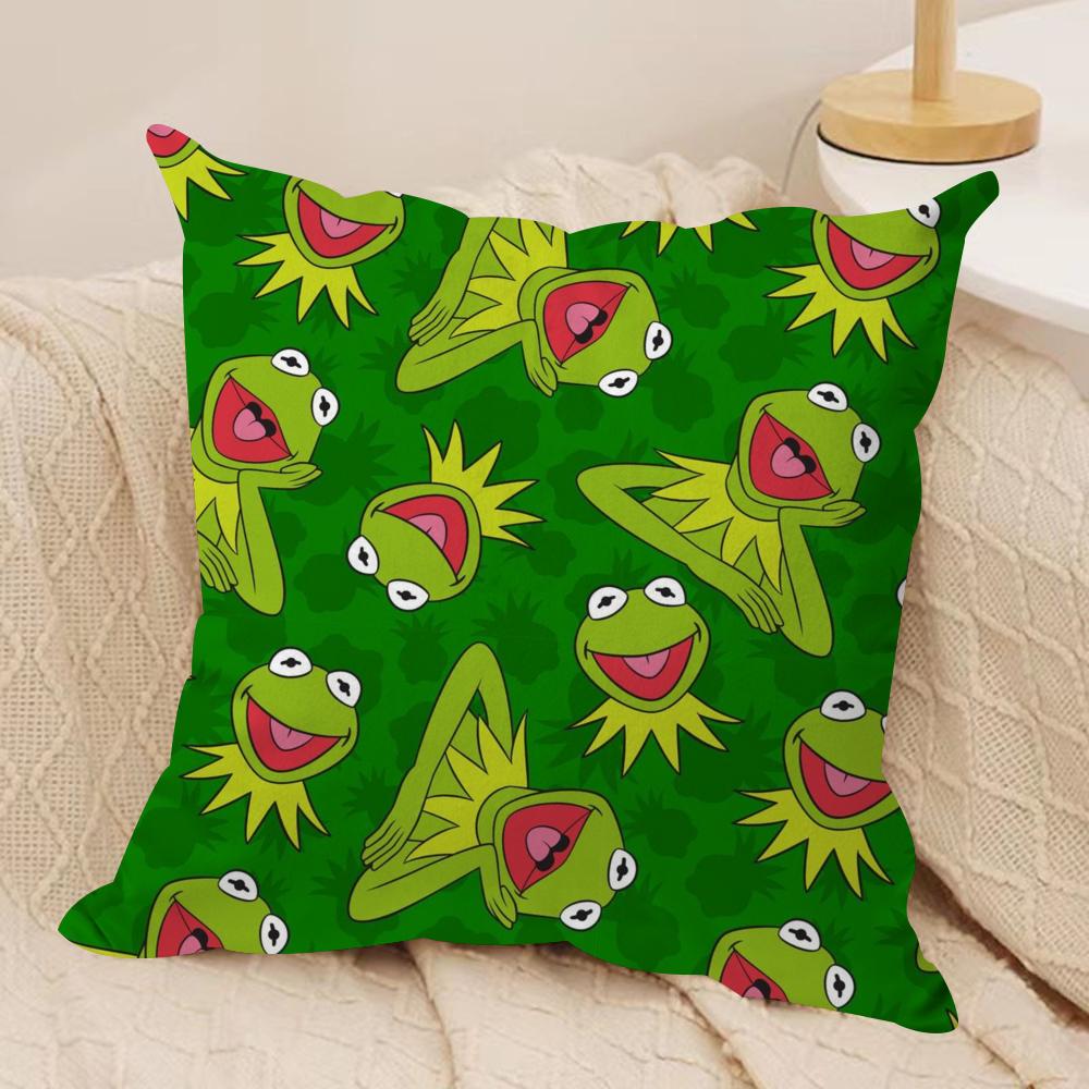 Funny KKermit the Frog Cushion Cover Soft Plush Fabric DoubleSided Printed Sofa Cushion Cover for All Seasons Home Decor Gift