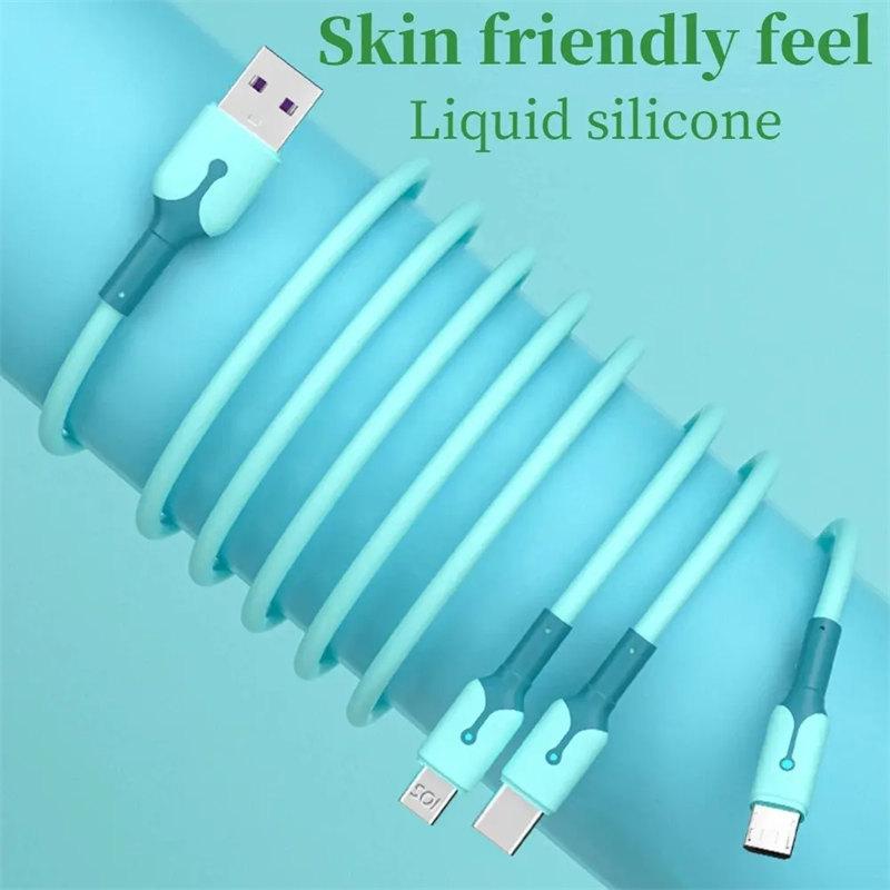 3 In 1 Mobile Phone 5A Super Fast Charging Type-C Usb Charging Cable for IPhone, Xiaomi, Android, Huawei Vivo Charging Cable