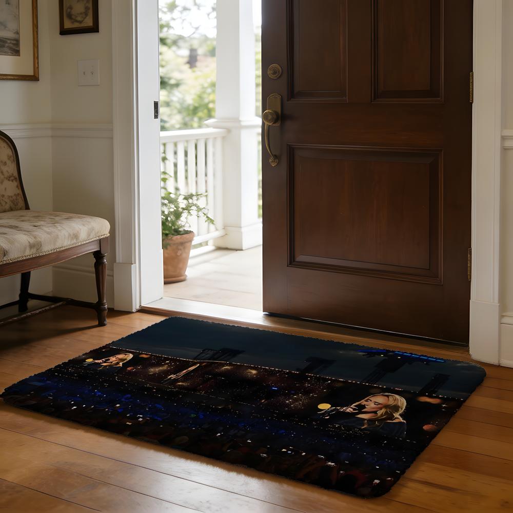 Floor Mat Soft Flannel Rug Non-Slip Absorbent Mat for Bathroom Bedroom Home Decor Singer A-Adele