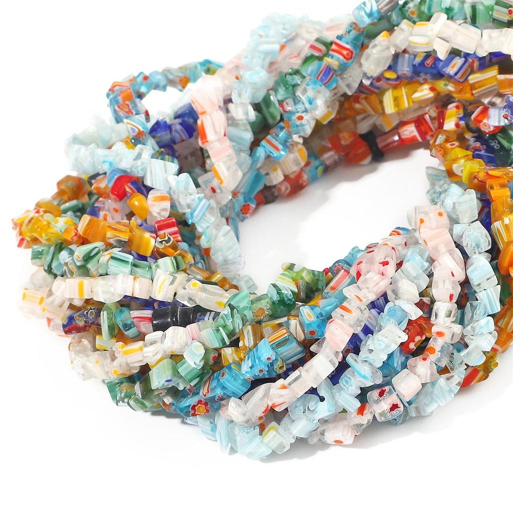 200 шт./пакет 4-9 мм разноцветные бусины в виде цветов, стеклянные бусины лэмпворк для DIY ожерелья, браслета, изготовления ювелирных изделий своими руками 80 см/16