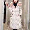 Faux Fur Collar Hooded Women Puffer Jacket New Winter Warm Slim Mid Length Parkas Korean Elegant Casual Overcoat Cold Outerwears