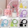 Bow Knot Gradual Clear Charger Head Cover Data Line Cover Cable Protector Case Plug USB Protector